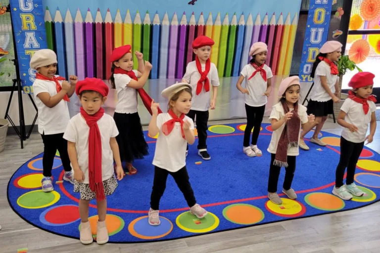 Students performing on stage during an enrichment showcase